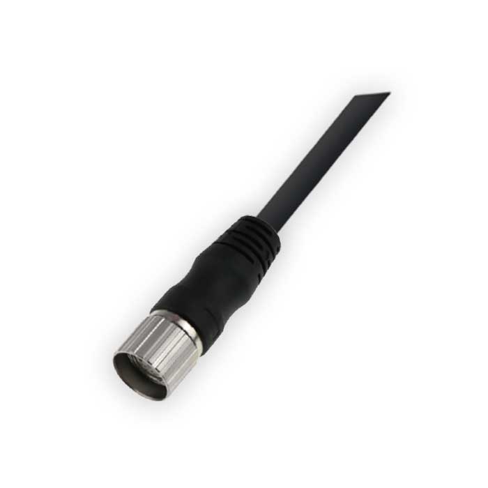 M23 12Pin、母頭直型、單端預鑄PUR柔性電纜、黑色護套、68BB01-XXX 