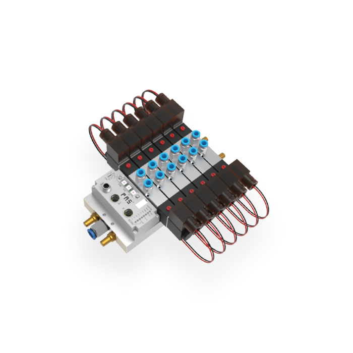 Modbus-RTU通信閥島、6個閥位、用于4V3系列閥規格G3/8、支持Modbus-RTU通訊協議、FV-A43-B526-S12-MBR
